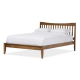 Edeline Mid-Century Modern Solid Walnut Wood Curvaceous Slatted Full Size Platform Bed