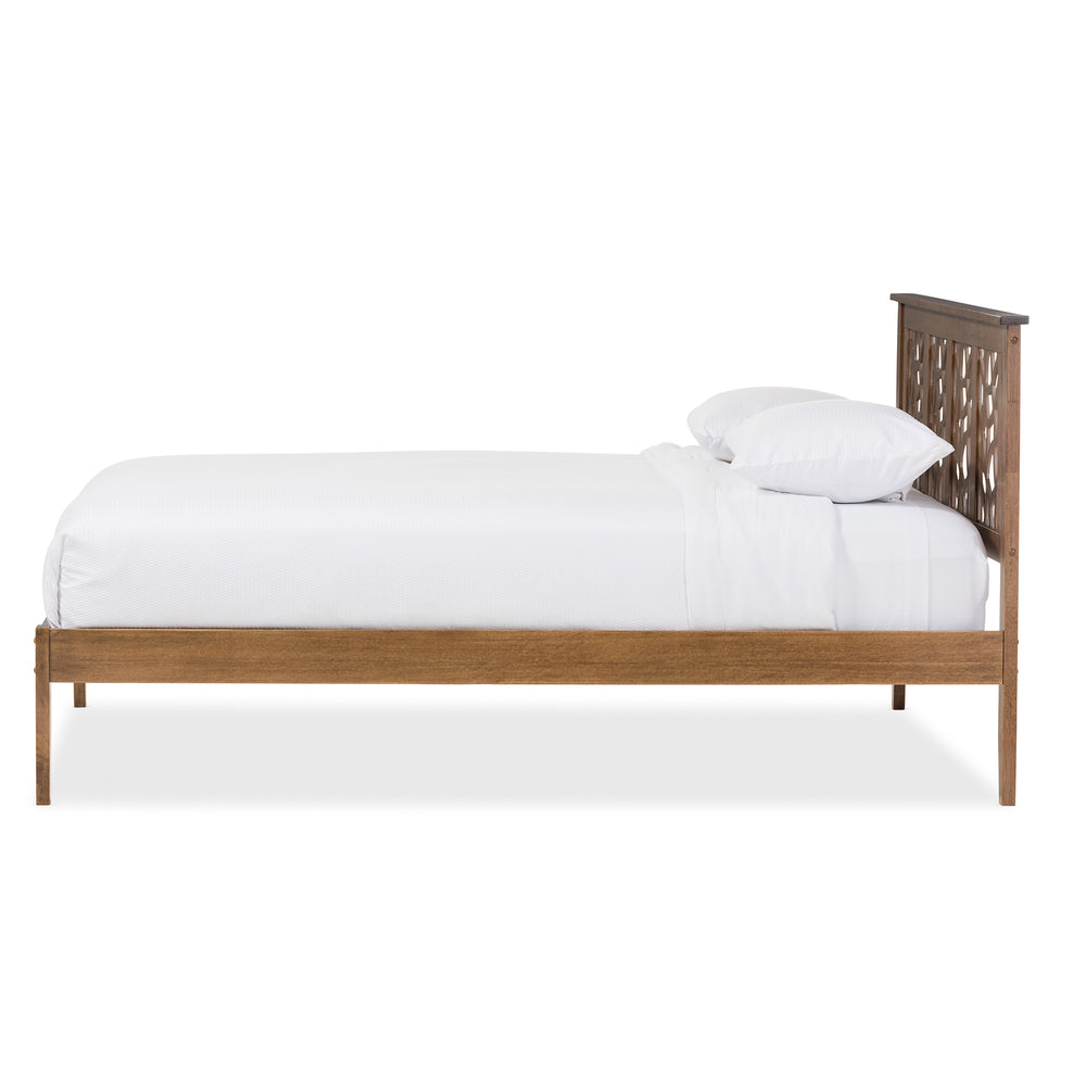 Baxton Studio Trina Contemporary Tree Branch Inspired Walnut Wood King Size Platform Bed 