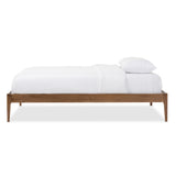 Baxton Studio Bentley Mid-Century Modern Walnut Finishing Solid Wood Queen Size Bed Frame 