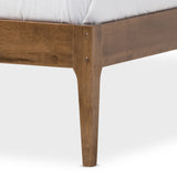 Baxton Studio Bentley Mid-Century Modern Walnut Finishing Solid Wood Queen Size Bed Frame 