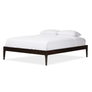 Baxton Studio Bentley Mid-Century Modern Cappuccino Finishing Solid Wood Queen Size Bed Frame 