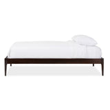 Baxton Studio Bentley Mid-Century Modern Cappuccino Finishing Solid Wood Queen Size Bed Frame 