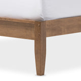 Baxton Studio Loafey Mid-Century Modern Solid Walnut Wood Window-Pane Style Full Size Platform Bed 