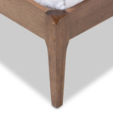 Baxton Studio Clifford Mid-Century Light Grey Fabric and Medium Brown Finish Wood Queen Size Platform Bed
