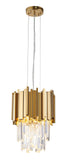 Bethel Gold Single Pendant Lighting in Stainless Steel & Crystal