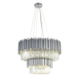 Bethel Satin Nickel Chandelier in Stainless Steel & Crystal