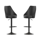 EE2505 Modern Commercial Grade Leather Adjustable Height Barstool - Set of 2