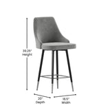 English Elm EE2506 Modern Commercial Grade Leather Counter Stool - Set of 2 Gray EEV-16199