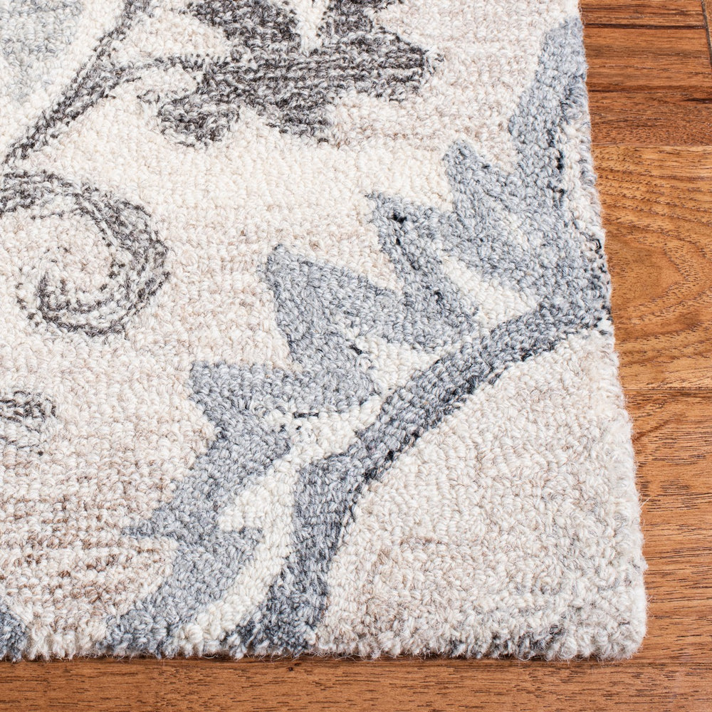 Suzani 336 Contemporary Hand Tufted 100% Wool Pile Rug Ivory / Grey