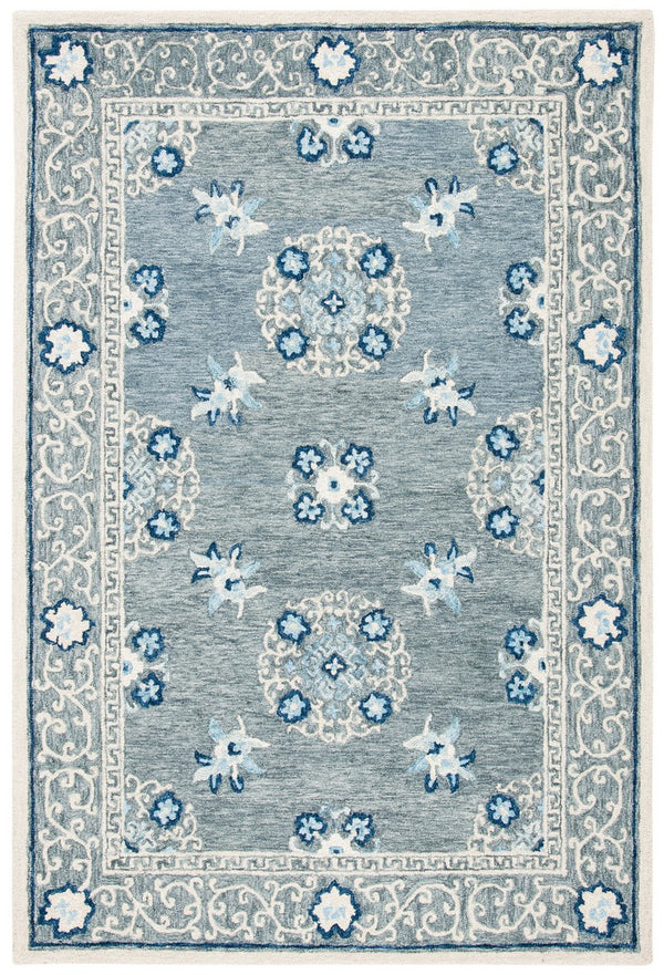 Suzani 504  Hand Tufted 100% Wool Pile Rug Grey / Ivory