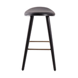 Saddle 26" Contemporary Counter Stool in Black Wood and Black Faux Leather with Gold Metal by LumiSource - Set of 2