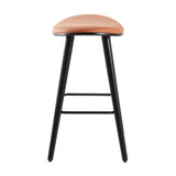 Saddle 26" Contemporary Counter Stool in Black Wood and Camel Faux Leather with Black Metal by LumiSource - Set of 2