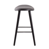 Saddle 26" Contemporary Counter Stool in Black Wood and Grey Faux Leather with Black Metal by LumiSource - Set of 2