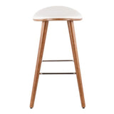 Saddle 26" Mid-Century Modern Counter Stool in Walnut and White Faux Leather by LumiSource - Set of 2
