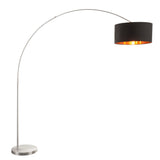 Salon Contemporary Floor Lamp with Satin Nickel Base and Black Shade with Copper Accent by LumiSource 