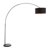 Salon Contemporary Floor Lamp with Black Metal Base and Black Shade with Copper Accent by LumiSource