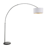 Salon Contemporary Floor Lamp with Black Base and White Shade with Gold Accent by LumiSource