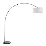 Salon Contemporary Floor Lamp with Black Base and White Shade by LumiSource