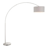Salon Contemporary Floor Lamp with Satin Nickel Base and Grey Shade by LumiSource