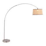 Salon Contemporary Floor Lamp with Satin Nickel Base and Natural Rattan Shade by LumiSource