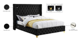 Savan Velvet / Engineered Wood / Metal / Foam Contemporary Black Velvet Full Bed - 66" W x 81" D x 56" H