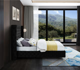 Savan Velvet / Engineered Wood / Metal / Foam Contemporary Black Velvet Full Bed - 66" W x 81" D x 56" H