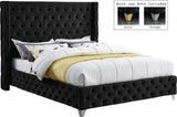 Savan Velvet / Engineered Wood / Metal / Foam Contemporary Black Velvet Full Bed - 66" W x 81" D x 56" H