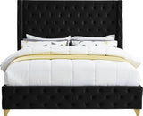 Savan Velvet / Engineered Wood / Metal / Foam Contemporary Black Velvet Full Bed - 66" W x 81" D x 56" H