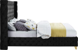 Savan Velvet / Engineered Wood / Metal / Foam Contemporary Black Velvet Full Bed - 66" W x 81" D x 56" H