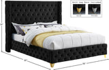 Savan Velvet / Engineered Wood / Metal / Foam Contemporary Black Velvet King Bed - 88" W x 86" D x 56" H