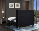 Savan Velvet / Engineered Wood / Metal / Foam Contemporary Black Velvet King Bed - 88" W x 86" D x 56" H