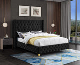 Savan Velvet / Engineered Wood / Metal / Foam Contemporary Black Velvet King Bed - 88" W x 86" D x 56" H