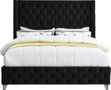 Savan Velvet / Engineered Wood / Metal / Foam Contemporary Black Velvet King Bed - 88" W x 86" D x 56" H