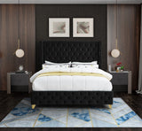 Savan Velvet / Engineered Wood / Metal / Foam Contemporary Black Velvet King Bed - 88" W x 86" D x 56" H