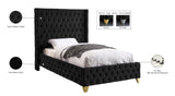 Savan Velvet / Engineered Wood / Metal / Foam Contemporary Black Velvet Twin Bed - 50" W x 81" D x 56" H