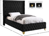 Savan Velvet / Engineered Wood / Metal / Foam Contemporary Black Velvet Twin Bed - 50" W x 81" D x 56" H