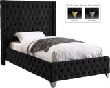 Savan Velvet / Engineered Wood / Metal / Foam Contemporary Black Velvet Twin Bed - 50" W x 81" D x 56" H