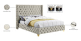 Savan Velvet / Engineered Wood / Metal / Foam Contemporary Cream Velvet Full Bed - 66" W x 81" D x 56" H