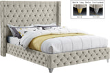 Savan Velvet / Engineered Wood / Metal / Foam Contemporary Cream Velvet Full Bed - 66" W x 81" D x 56" H