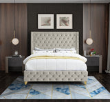 Savan Velvet / Engineered Wood / Metal / Foam Contemporary Cream Velvet Full Bed - 66" W x 81" D x 56" H