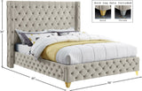 Savan Velvet / Engineered Wood / Metal / Foam Contemporary Cream Velvet King Bed - 88" W x 86" D x 56" H