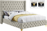 Savan Velvet / Engineered Wood / Metal / Foam Contemporary Cream Velvet King Bed - 88" W x 86" D x 56" H