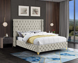 Savan Velvet / Engineered Wood / Metal / Foam Contemporary Cream Velvet King Bed - 88" W x 86" D x 56" H