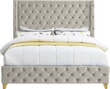 Savan Velvet / Engineered Wood / Metal / Foam Contemporary Cream Velvet King Bed - 88" W x 86" D x 56" H