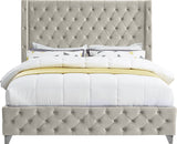 Savan Velvet / Engineered Wood / Metal / Foam Contemporary Cream Velvet King Bed - 88" W x 86" D x 56" H