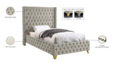 Savan Velvet / Engineered Wood / Metal / Foam Contemporary Cream Velvet Twin Bed - 50" W x 81" D x 56" H