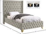 Savan Velvet / Engineered Wood / Metal / Foam Contemporary Cream Velvet Twin Bed - 50" W x 81" D x 56" H