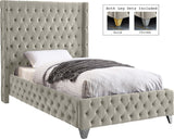 Savan Velvet / Engineered Wood / Metal / Foam Contemporary Cream Velvet Twin Bed - 50" W x 81" D x 56" H