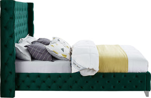 Savan Velvet / Engineered Wood / Metal / Foam Contemporary Green Velvet King Bed - 88" W x 86" D x 56" H