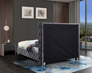 Savan Velvet / Engineered Wood / Metal / Foam Contemporary Grey Velvet Queen Bed - 72" W x 86" D x 56" H
